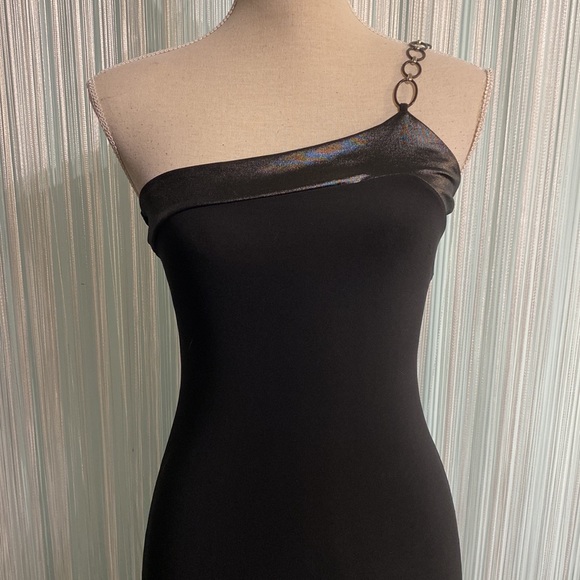Black One Shoulder Mini Dress Size Small - Picture 1 of 17